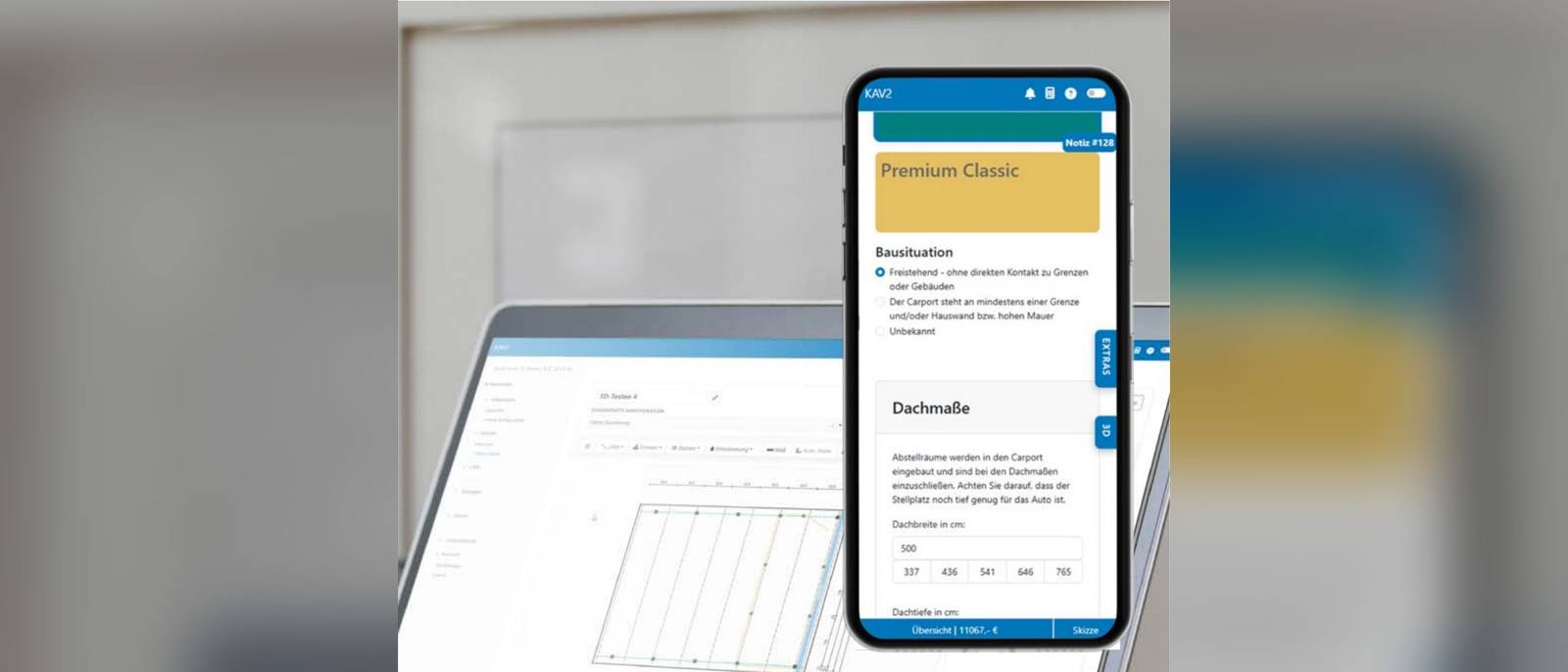 KAV2 Angebots-Konfigurator auf Smartphone und Notebook